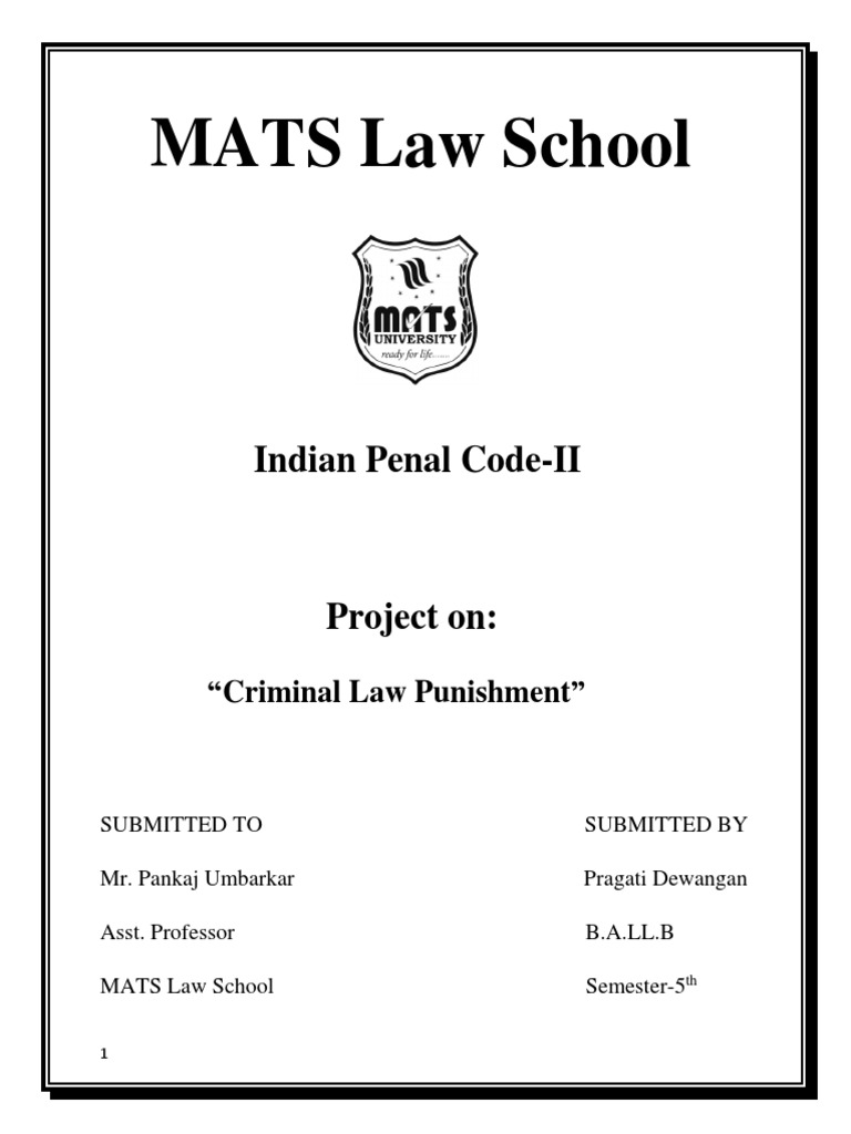 MATS Law School Indian Penal CodeII PDF Fine (Penalty) Punishments