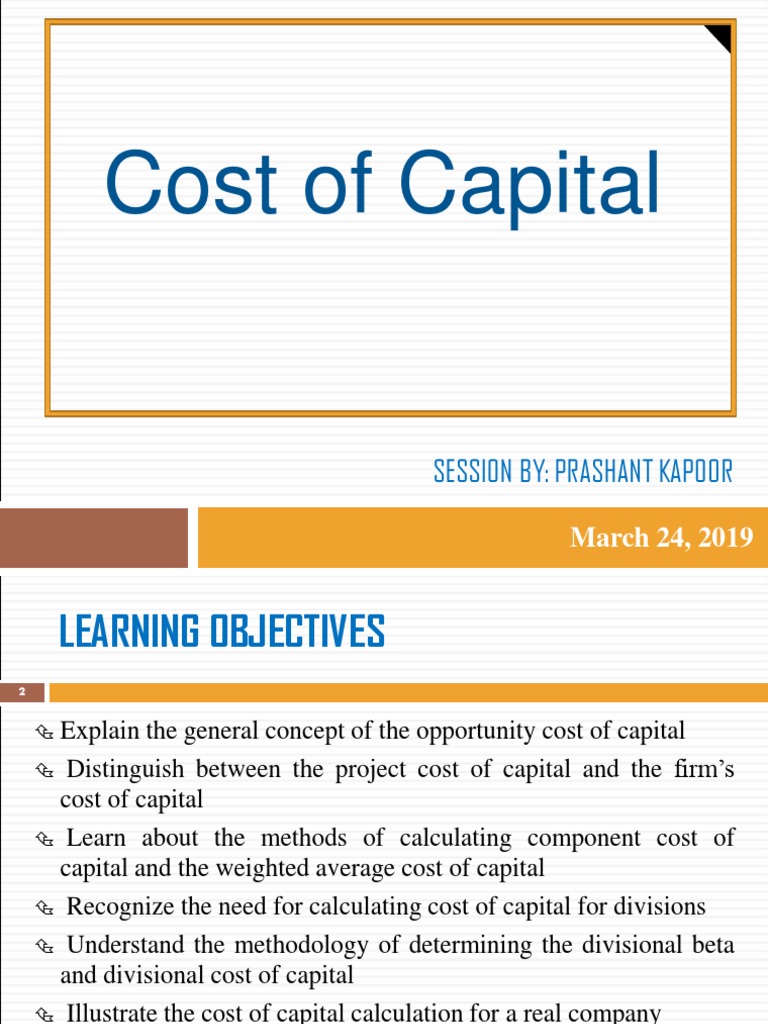 Cost of Capital PDF Cost Of Capital Capital Asset Pricing Model