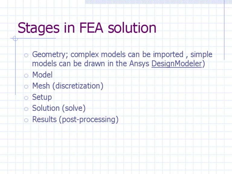 Stages in FEA Solution: o o o o o o | PDF | Teaching Methods & Materials