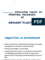 Summer Internship Report On Printing Packages AT: Arihant Plastics
