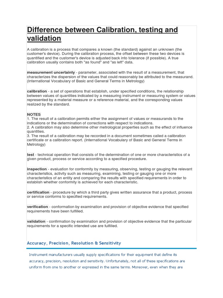 Difference Between Calibration, Testing and Validation Accuracy