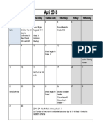School Calendar April 2018