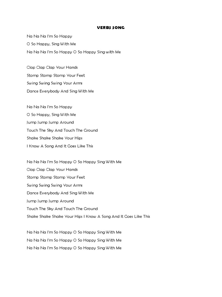 Verbs Song Lyric