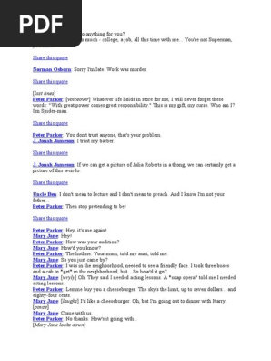 Spiderman 1 Script