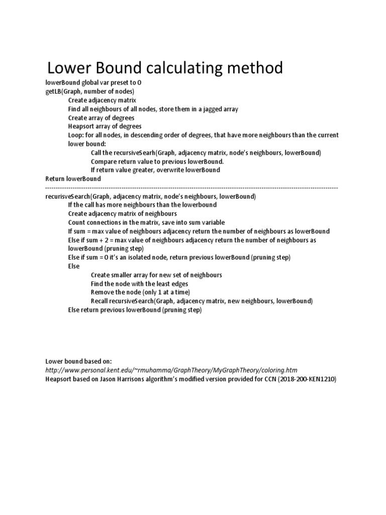 Lower Bound Calculation Method for Graphs | PDF | Science & Mathematics
