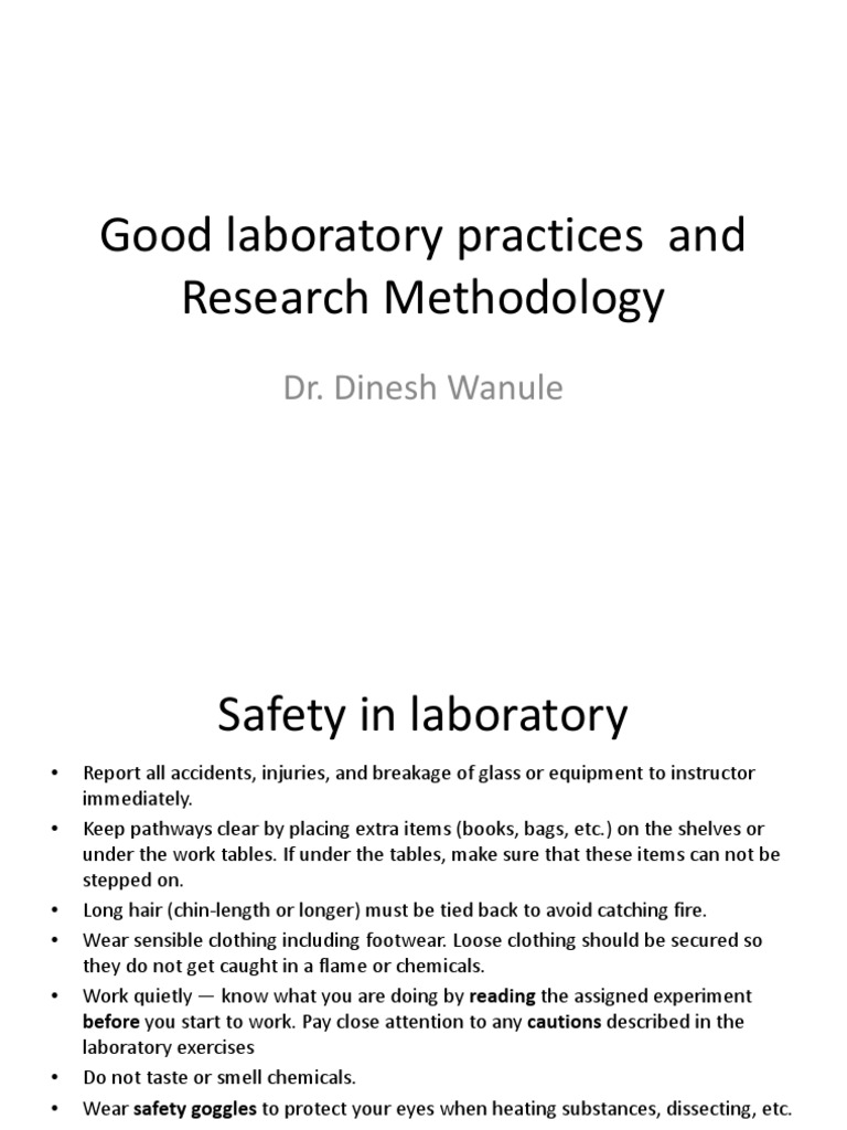 Good Laboratory Practices PDF Ph Lens (Optics)