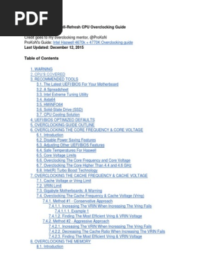 Intel Haswell Overclocking Guide Docx Random Access Memory Bios