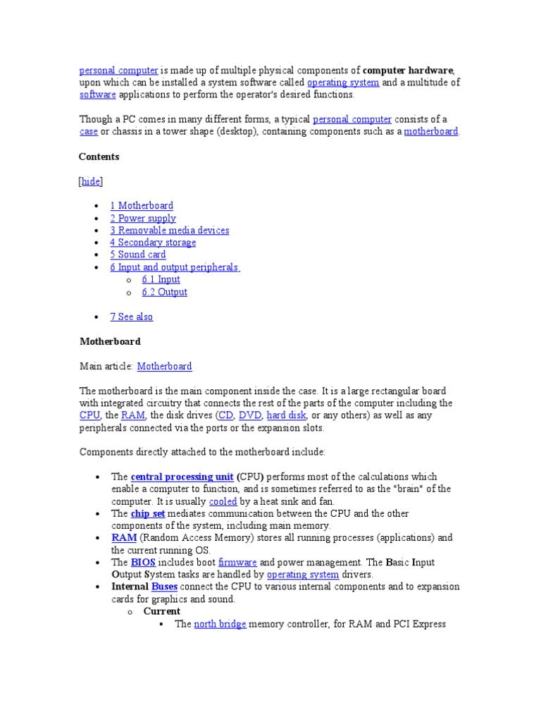 Computer Components PDF Personal Computers Computer Data Storage
