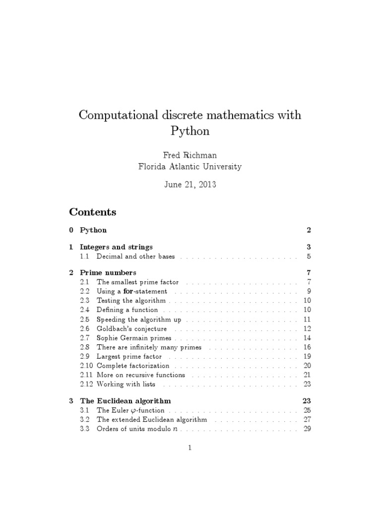 Computational Discrete Mathematics With Python PDF | PDF | Fermat's ...