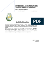 Punjab Board of Technical Education, Lahore: English Proficiency Letter