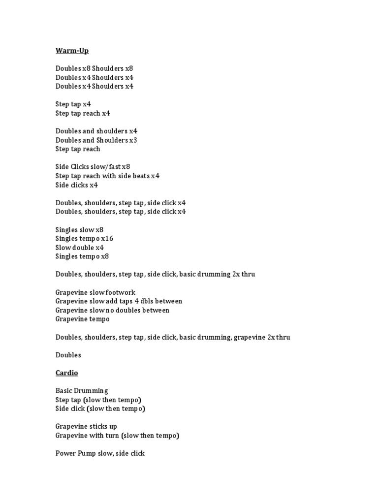 Drums Alive Routine 1 PDF Rhythm Dances