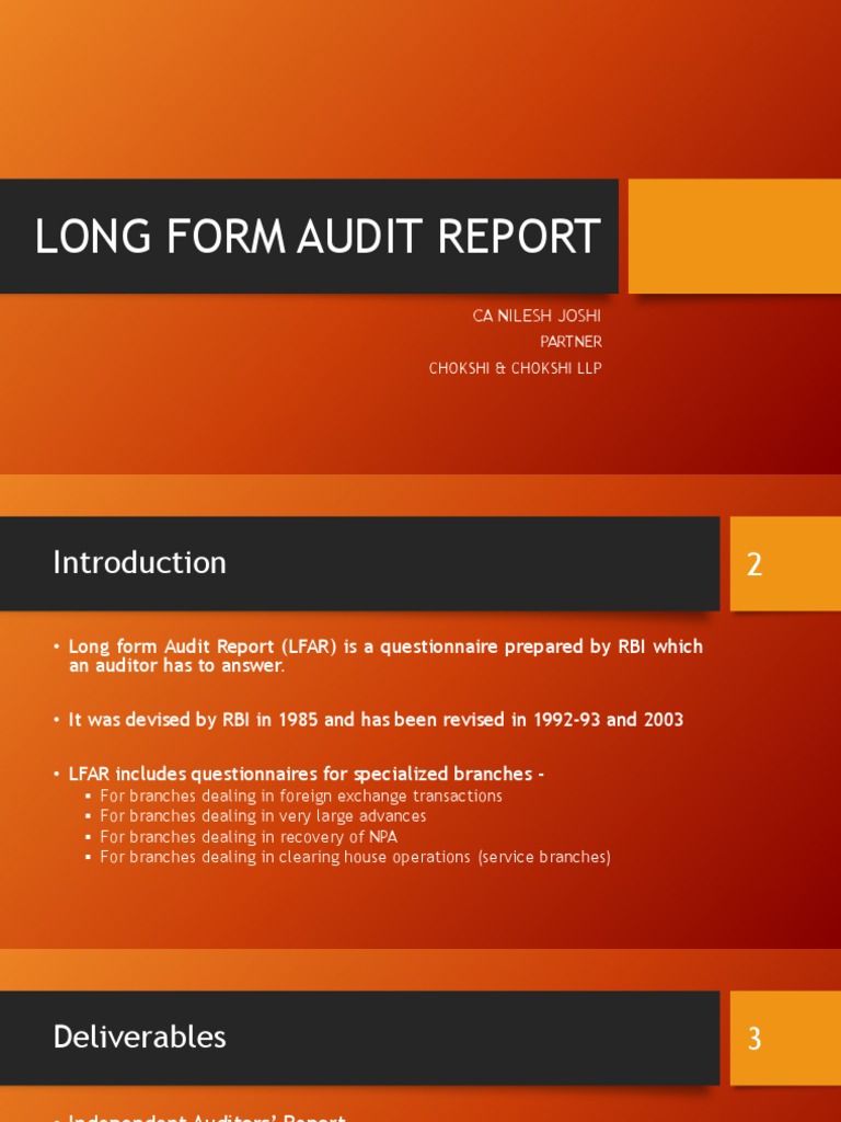 Long Form Audit Report Overview | PDF | Deposit Account | Reserve Bank ...