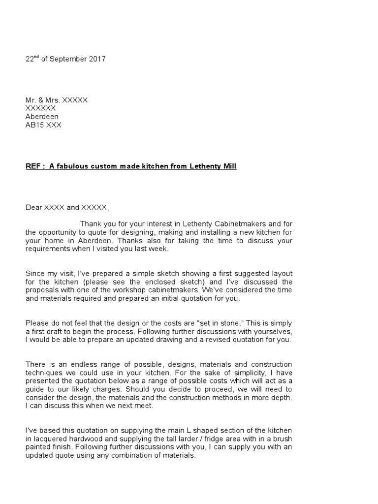 Example Kitchen Quote 1 PDF Countertop