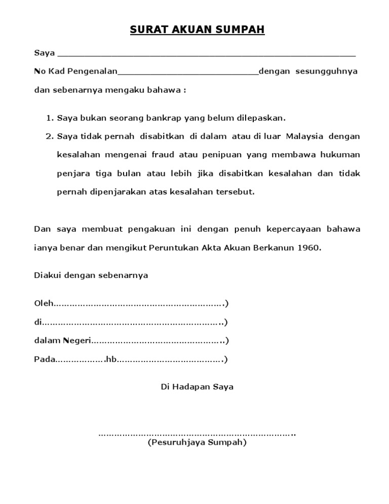 Brg Surat Akuan Sumpah