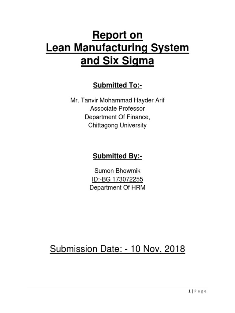 Lean Manufacturing & Six Sigma Report | PDF | Six Sigma | Lean ...