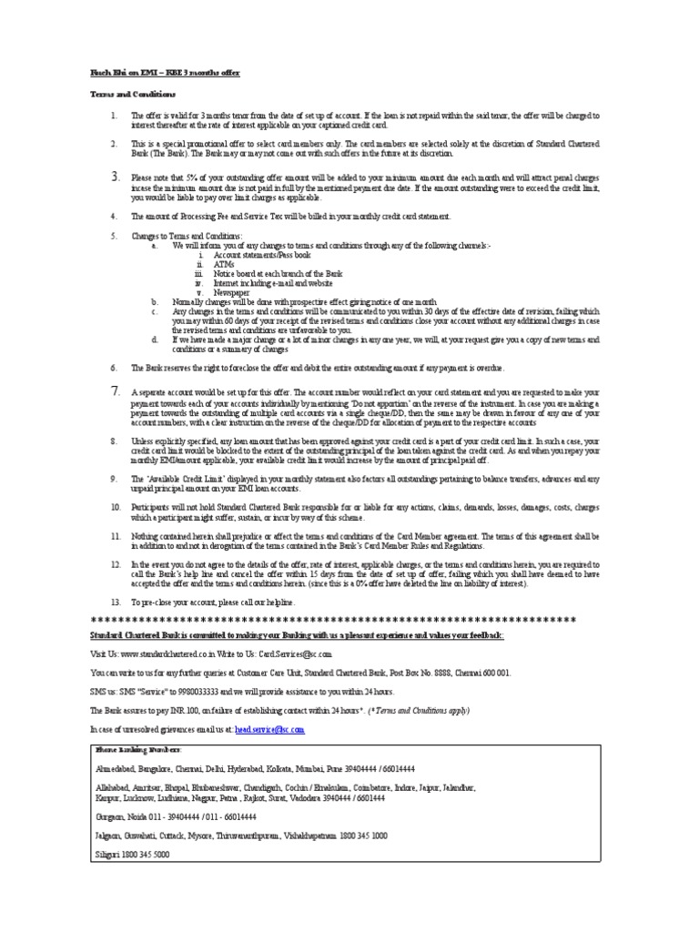 Kuch Bhi On EMI KBE 3 Months Offer Terms and Conditions PDF