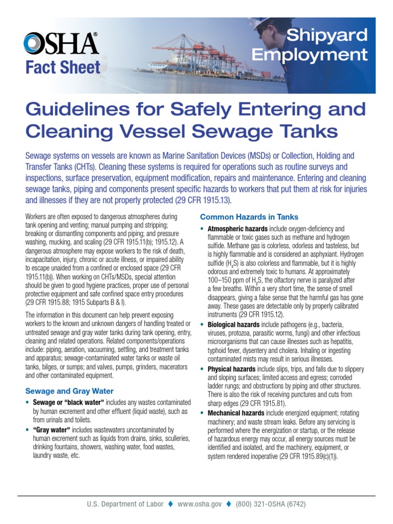 Guideline For Safely Entering and Cleaning Tanks PDF Occupational