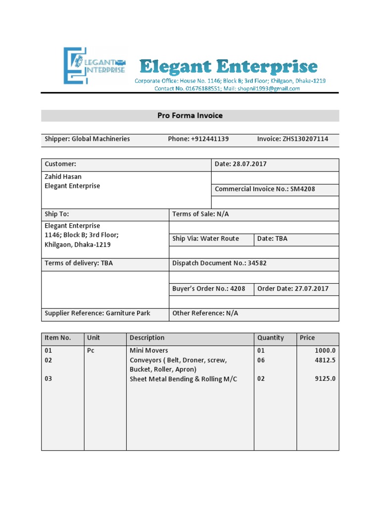 Proforma | PDF