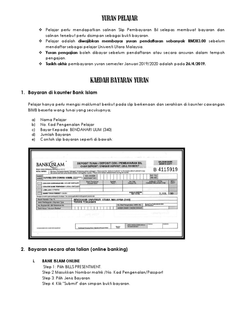 Kaedah Bayaran Yuran Pdf