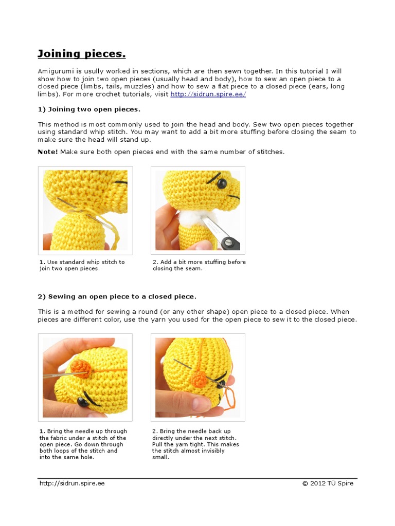 Amigurumi Joining Pieces PDF Sewing Crochet