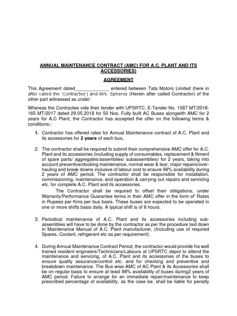 AMC Agreement for AC Bus Maintenance | PDF | Bus | Arbitration
