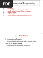 Introduction To C Programming: Outline