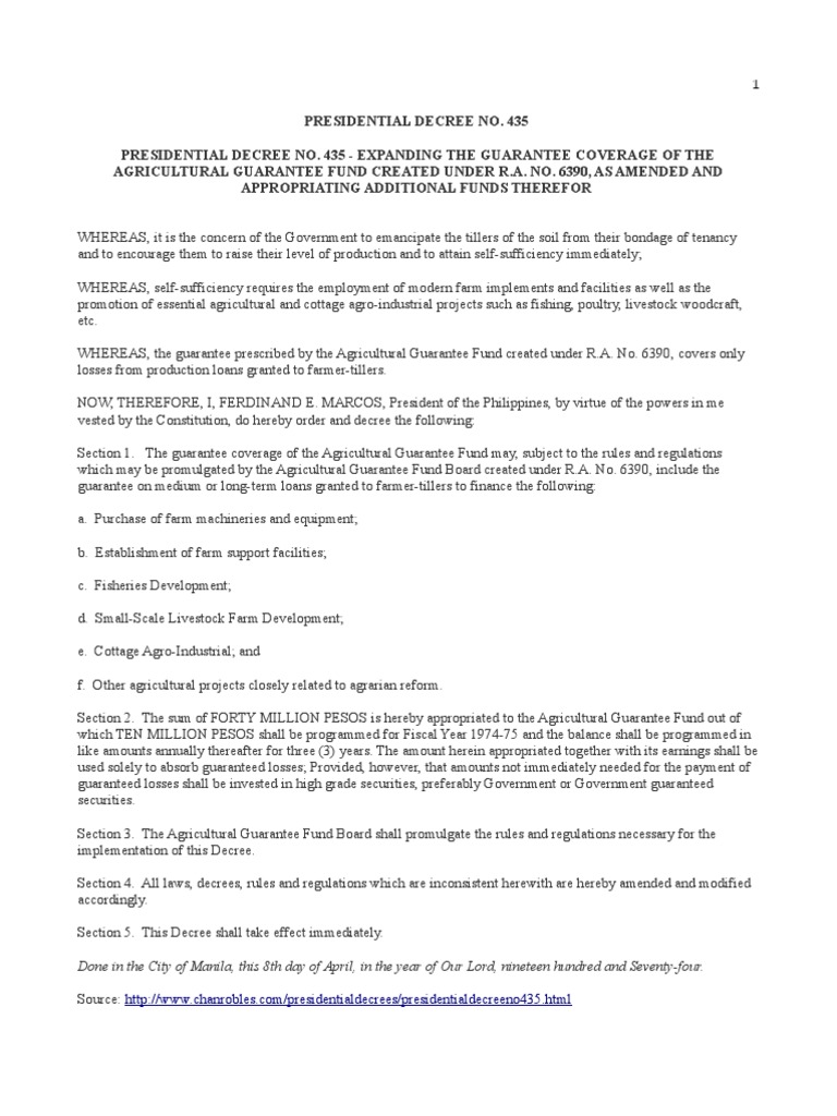 Presidential Decree No. (435, 85, 315 and 266) | PDF