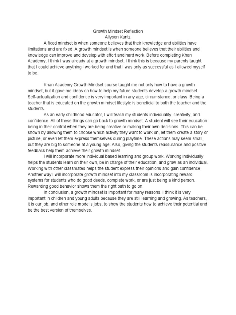 Growth Mindset Reflection 2