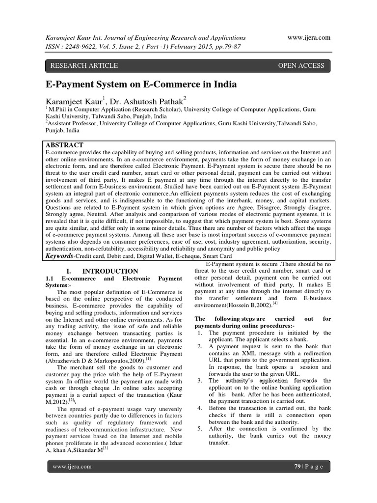E-Payment Systems in Indian E-Commerce | PDF | Debit Card | Credit Card