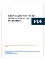 Topic Wise Questions For MDS Orthodontics University Examinations