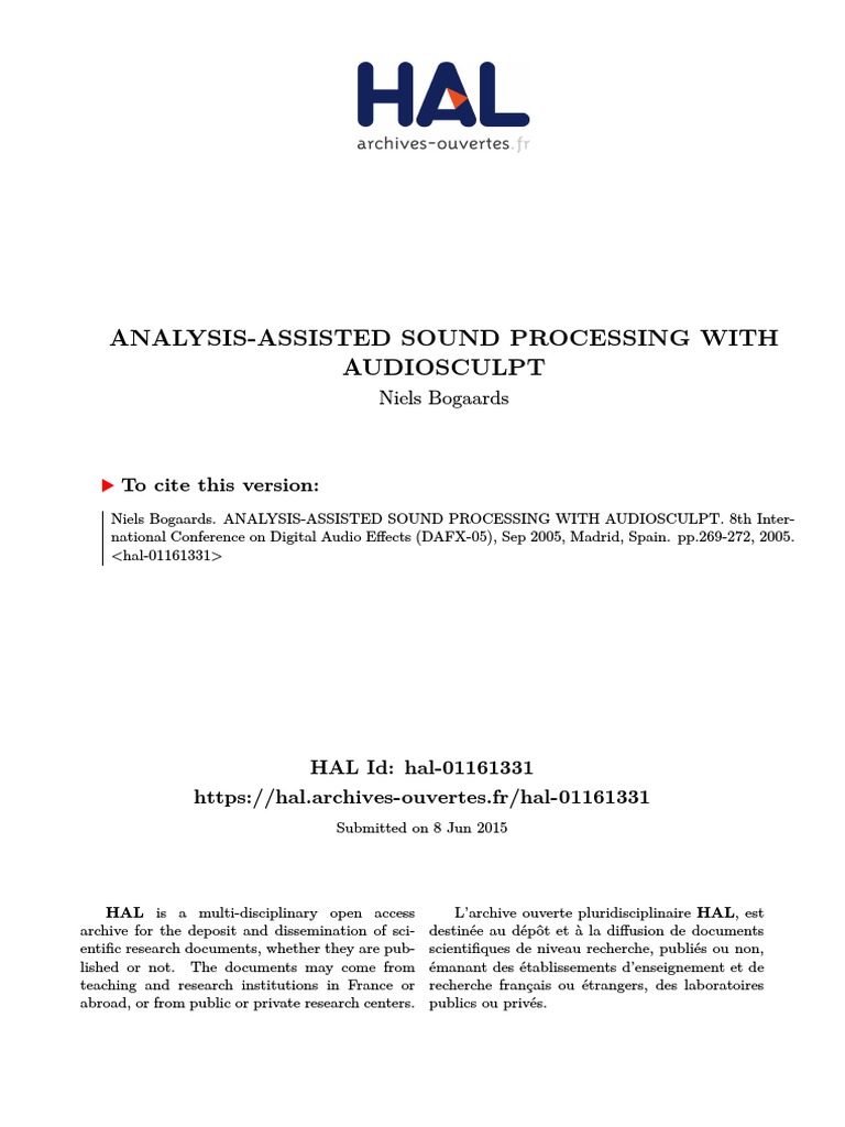 Analysis-Assisted Sound Processing With Audiosculpt | PDF | Spectral ...