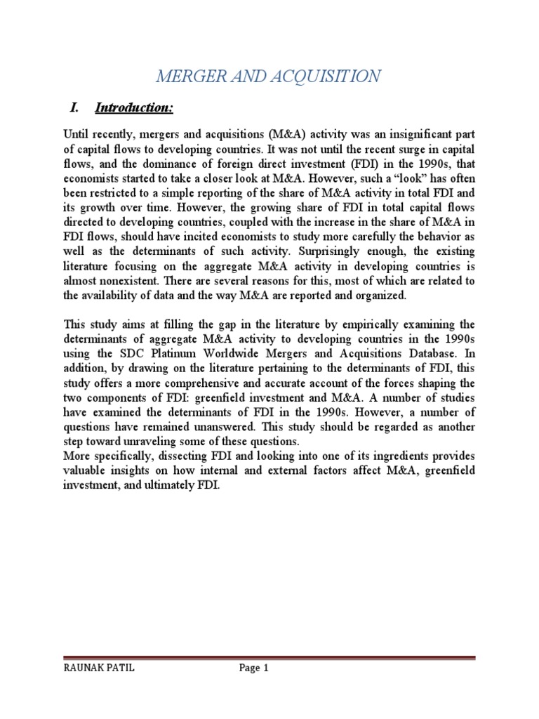 Merger and Acquisition | PDF | Mergers And Acquisitions | Consolidation ...