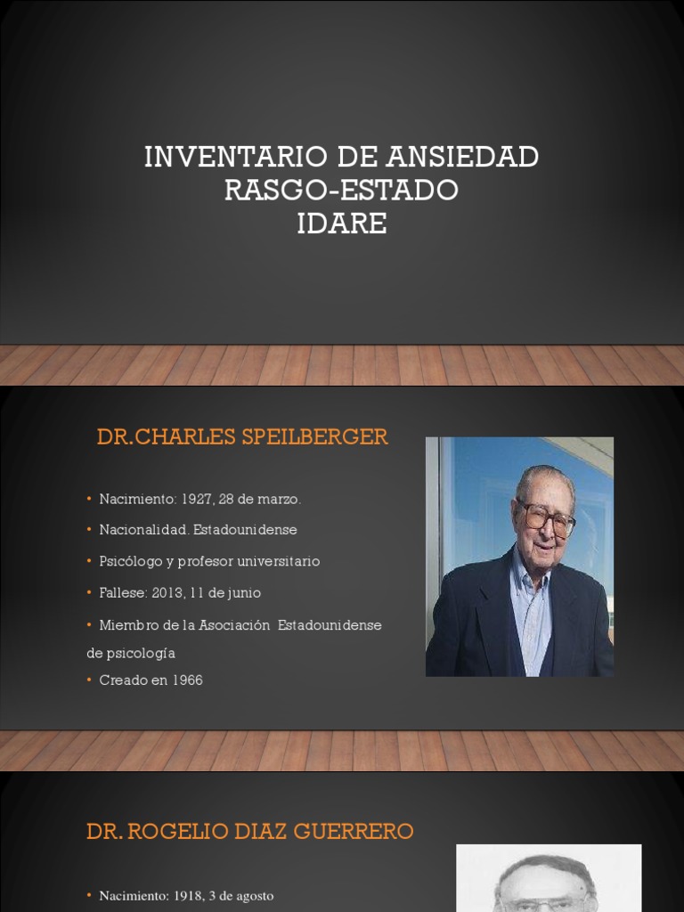 Test Idare(1) Exposicion | Ansiedad | Ciencias del comportamiento