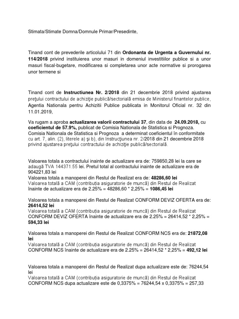 Cerere De Actualizare Conform Oug 114 Pdf