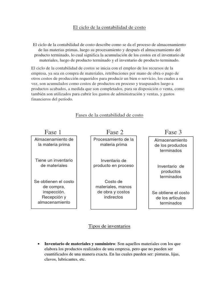 Ciclo de Contabilidad de Costos | PDF | Costo | Inventario