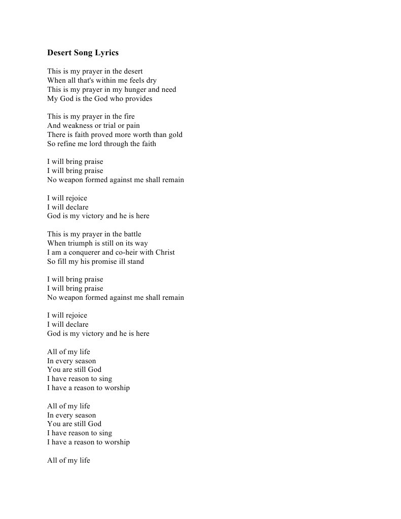 Desert Song Prayer Theology