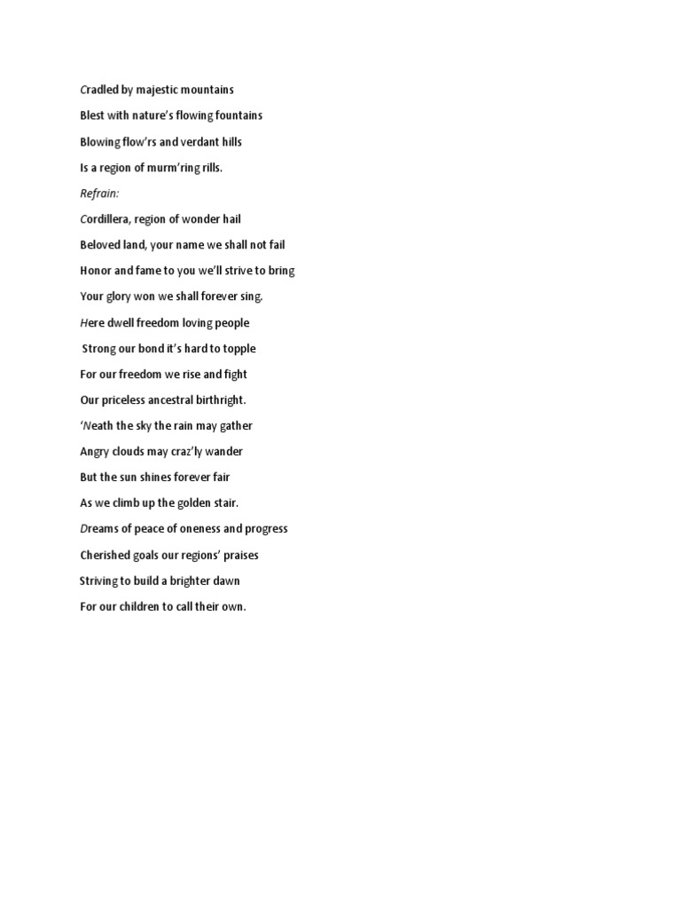 Benguet Hymn Lyrics A Poetic Celebration of the Natural Beauty, Culture and Spirit of Benguet