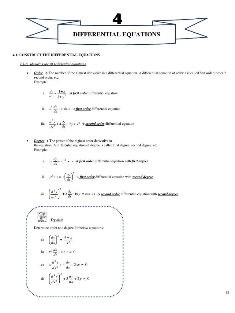 Differential Equations: Types & Solutions | PDF | Equations | System Of ...