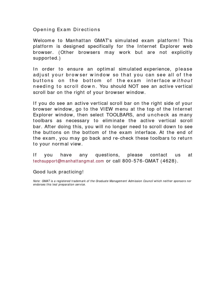 Opening Exam Directions: Endorses This Test Preparation Service | PDF ...