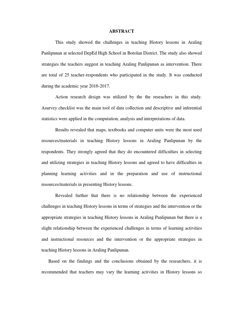 Challenges In Teaching History Pdf Teachers Data