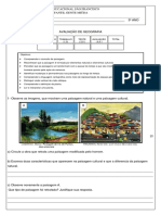 Avaliação de Geografia sobre Paisagens e Plantas