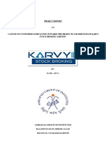 Customer Satisfaction Towards Products and Services of Karvy Stock Broking