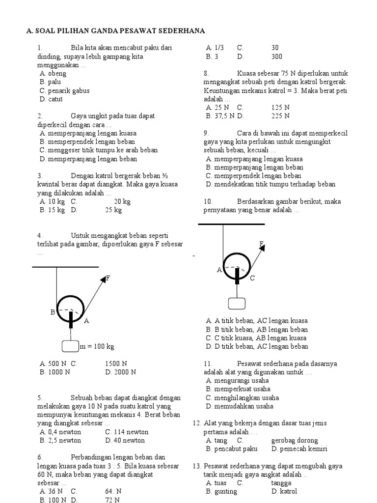 Soal Pesawat Sederhana