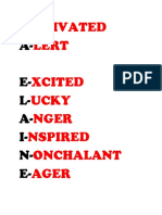 Otivated Lert Xcited Ucky Nger Nspired Onchalant Ager: M-A - E - L - A - I - N - E