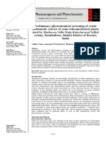 PRELIMINARY PHYTOCHEMICAL SCREENING OF CRUDE METHANOLIC EXTRACT OF SOME ETHNOMEDICINAL PLANTS USED BY MUTHUVAN TRIBE FROM KULACHUVAYAL TRIBAL COLONY, KANTHALLOOR, IDUKKI DISTRICT OF KERALA, INDIA