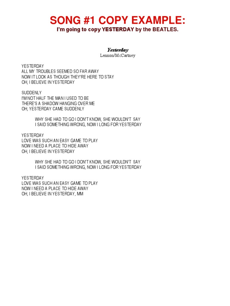 00 SONG #1 Examples | PDF | Song Structure | Leisure