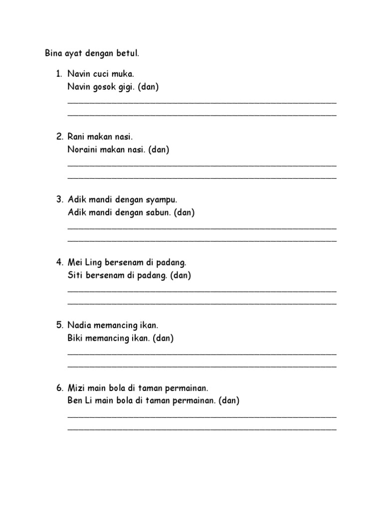 Bina Ayat Dengan Betul Pdf