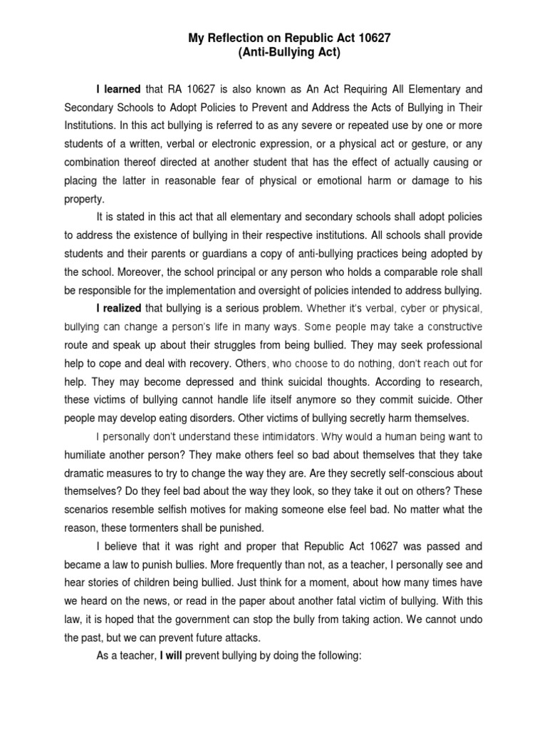 introduction for essay about bullying