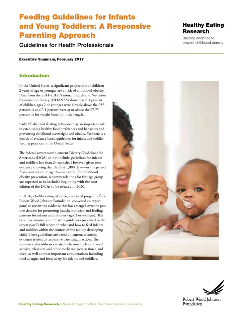 Feeding Guidelines For Infants and Young Toddlers A Responsive Parenting Approach PDF