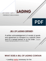 Bill of Lading: Prepared by Camille Acabado